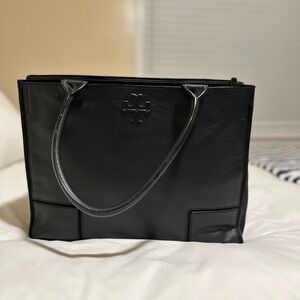 Tory Burch Large Black Leather Tote Bag